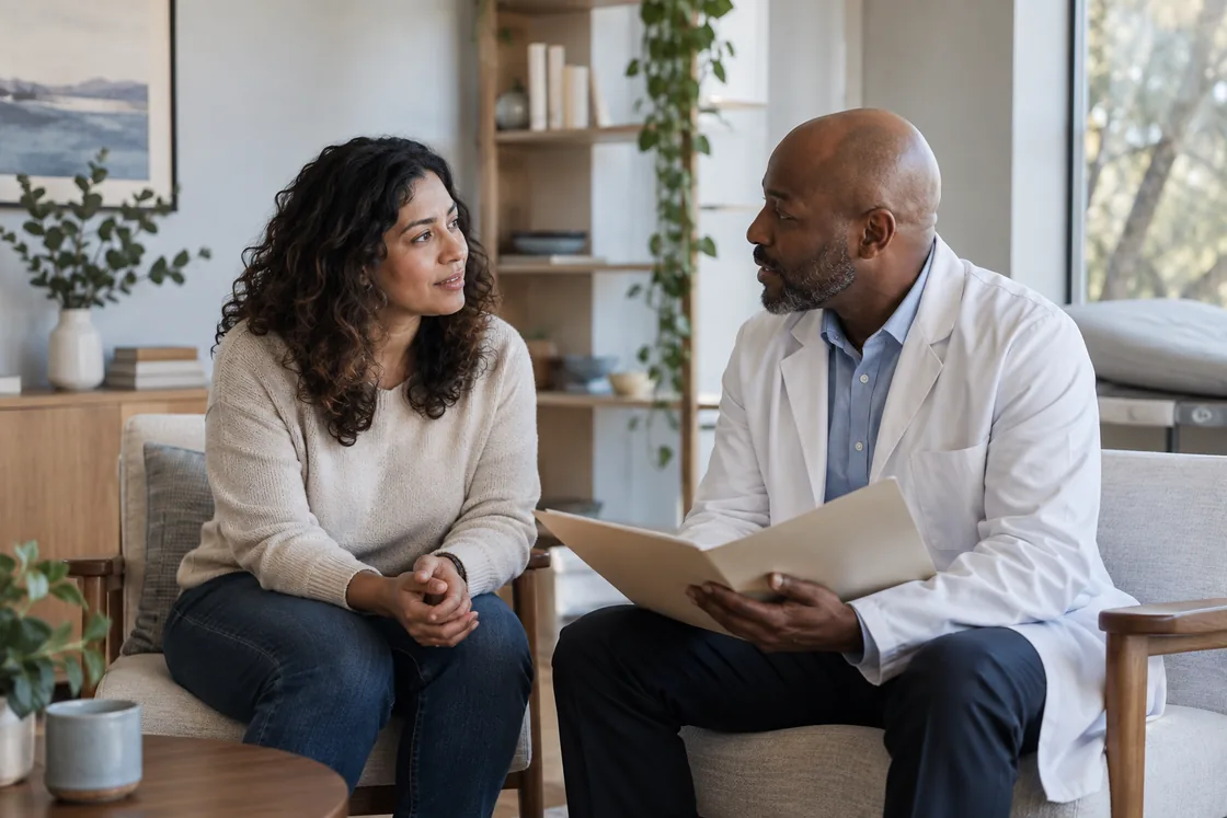 Illustrative scene of a doctor in conversation